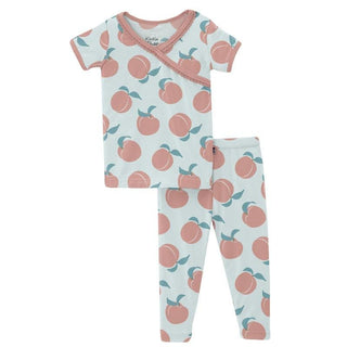 Girl's Print Bamboo Short Sleeve Scallop Kimono Pajama Set - Fresh Air Peaches Baby & Toddler Sleepwear