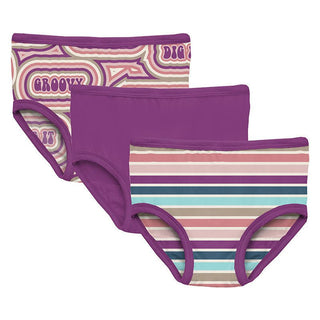 KicKee Pants Girl's Print Underwear (Set of 3) - Love Stripe, Starfish & Starfish Groovy