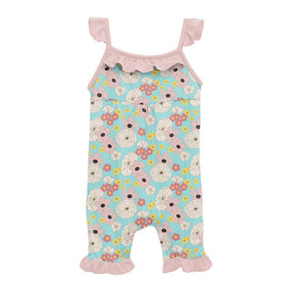 Girl's Print Bamboo Wing Romper - Summer Sky Flower Power Baby One-Pieces