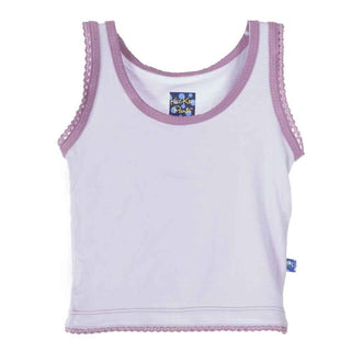 Girls Solid Bamboo Scalloped Edge Tank Top, Thistle w/ Pegasus Contrast Trim Baby & Toddler Tops