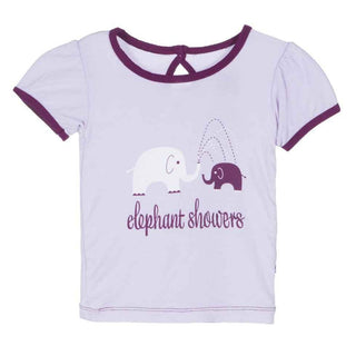 Girls Print Bamboo Short Sleeve Puff Tee, Thistle Elephant Showers Baby & Toddler Tops