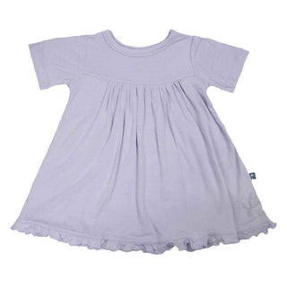 Girl's Basic Solid Bamboo Short Sleeve Swing Dress, Lilac KicKee Pants