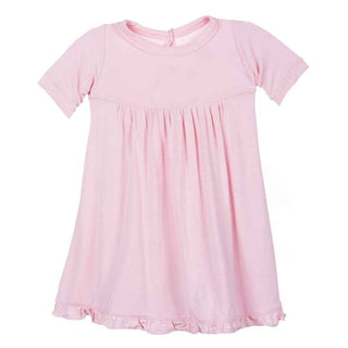 KicKee Pants Girl's Basic Solid Short Sleeve Swing Dress, Lotus