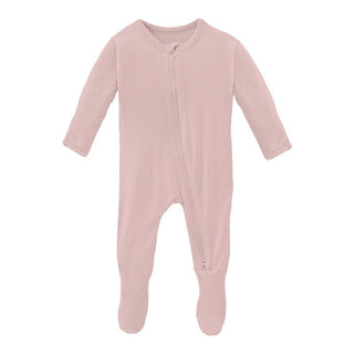 Girl's Solid Bamboo Footie with 2-Way Zipper - Baby Rose Baby & Toddler Sleepwear