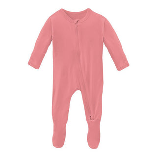 Girl's Solid Bamboo Footie with 2-Way Zipper - Strawberry Baby & Toddler Sleepwear