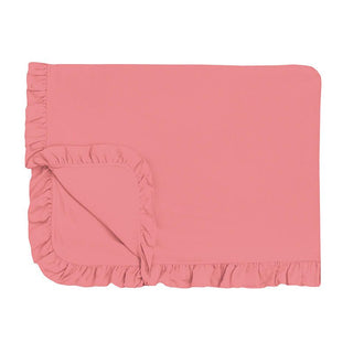 KicKee Pants Girl's Solid Bamboo Ruffle Toddler Blanket - Strawberry