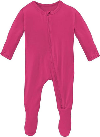 Girl's Solid Bamboo Footie with 2-Way Zipper - Calypso Baby & Toddler Sleepwear