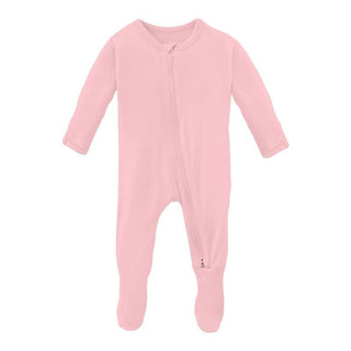 Girl's Solid Bamboo Footie with 2-Way Zipper - Lotus Baby & Toddler Sleepwear