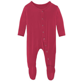 Girl's Solid Bamboo Footie with Snaps - Taffy Baby & Toddler Sleepwear