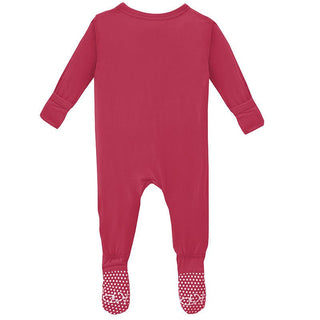 Girl's Solid Bamboo Footie with Snaps - Taffy KicKee Pants