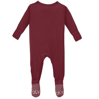 Girl's Solid Bamboo Footie with Snaps - Wild Strawberry KicKee Pants