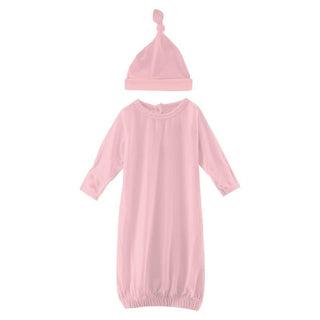 Girl's Solid Bamboo Layette Gown & Single Knot Hat Set - Lotus (TSS22) Baby & Toddler Sleepwear