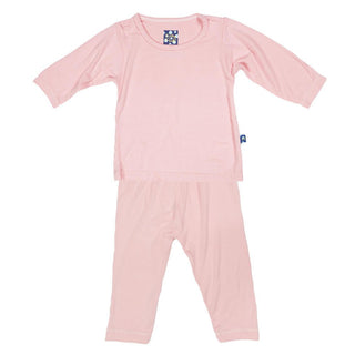 KicKee Pants Girls Solid Long Sleeve Pajama Set - Lotus | Stylish Sleepies offer designs that make bedtime beautiful.