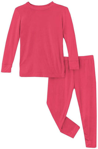 KicKee Pants Girls Solid Long Sleeve Pajama Set - Taffy | Stylish Sleepies offer designs that make bedtime beautiful.