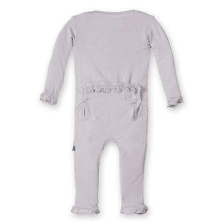 Girls Solid Bamboo Muffin Ruffle Coverall - Feather KicKee Pants