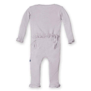 Girls Solid Bamboo Muffin Ruffle Coverall - Feather KicKee Pants