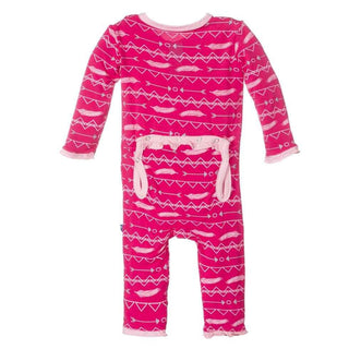 Girls Solid Bamboo Muffin Ruffle Coverall - Prickly Pear Southwest KicKee Pants