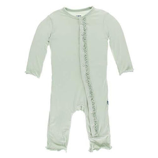 Girl's Solid Bamboo Muffin Ruffle Coverall with Snaps - Aloe Baby & Toddler Sleepwear