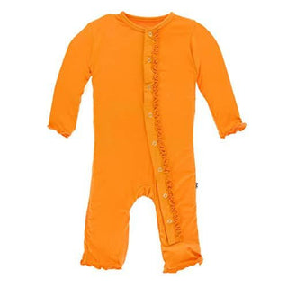 Girl's Solid Bamboo Muffin Ruffle Coverall with Snaps - Apricot Baby & Toddler Sleepwear