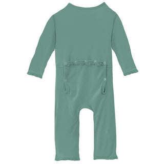 Girl's Solid Bamboo Muffin Ruffle Coverall with Zipper - Shore (TSS22) Baby & Toddler Sleepwear