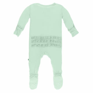 Girl's Solid Bamboo Muffin Ruffle Footie with Zipper - Pistachio Baby & Toddler Sleepwear