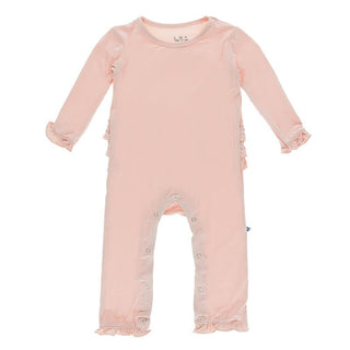 Girl's Solid Bamboo Oh La La Ruffle Romper - Peach Blossom Baby One-Pieces