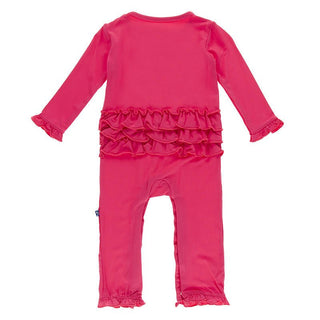 Girl's Solid Bamboo Oh La La Ruffle Romper - Taffy KicKee Pants