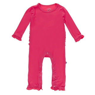 Girl's Solid Bamboo Oh La La Ruffle Romper - Taffy KicKee Pants