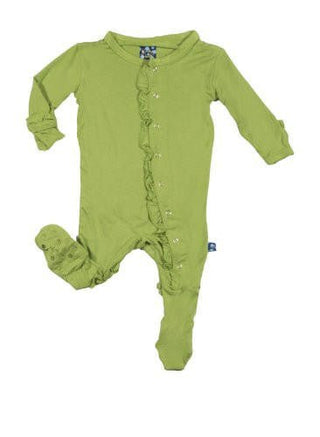 Girl's Solid Bamboo Ruffle Footie with Snaps - Meadow Baby & Toddler Sleepwear