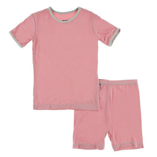 KicKee Pants Girl's Solid Short Sleeve Pajama Set with Shorts - Strawberry with Aloe | Stylish Sleepies offer designs that make bedtime beautiful.