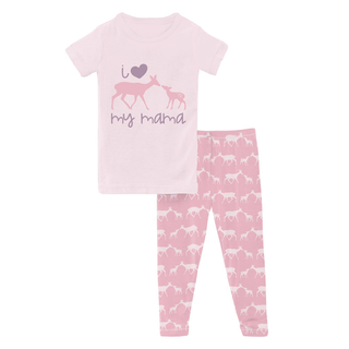 Kickee Pants Short Sleeve Graphic Tee Pajama Set - Cake Pop Doe & Fawn | Baby Riddle