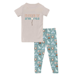 Kickee Pants Short Sleeve Graphic Tee Pajama Set - Jade Campfire | Baby Riddle