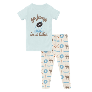 Kickee Pants Short Sleeve Graphic Tee Pajama Set - Natural Lake Life | Baby Riddle