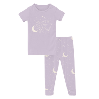 Kickee Pants Short Sleeve Graphic Tee Pajama Set - Thistle Starry Sky & Moon | Baby Riddle