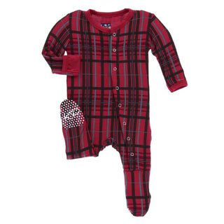 Holiday Bamboo Footie with Snaps - Christmas Plaid Baby & Toddler Sleepwear