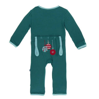 Holiday Bamboo Layette Applique Coverall - Cedar Ornaments Baby & Toddler Sleepwear