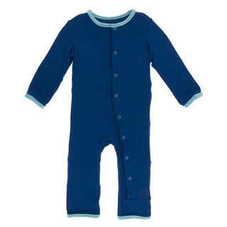 Holiday Bamboo Layette Applique Coverall - Navy Menorah Baby & Toddler Sleepwear