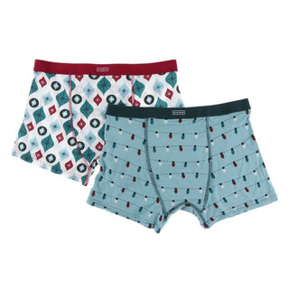 KicKee Pants Holiday Mens Boxer Brief Set, Holiday Lights and Natural Ornaments