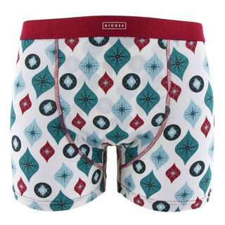 KicKee Pants Holiday Mens Boxer Brief Set, Holiday Lights and Natural Ornaments