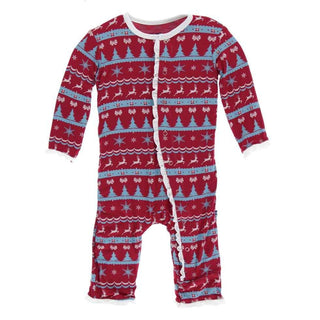 KicKee Pants Holiday Print Coverall with Snaps - Nordic Print