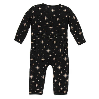 Holiday Print Bamboo Coverall with Snaps - Rose Gold Bright Stars Baby & Toddler Sleepwear