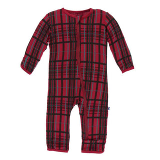 Holiday Print Bamboo Coverall with Zipper - Christmas Plaid KicKee Pants