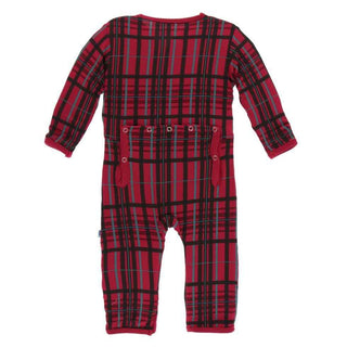 Holiday Print Bamboo Coverall with Zipper - Christmas Plaid Baby & Toddler Sleepwear