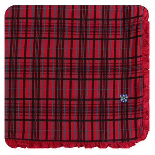 KicKee Pants Holiday Ruffle Toddler Blanket - Christmas Plaid, One Size