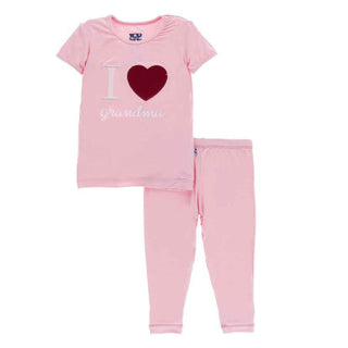 KicKee Pants Holiday Short Sleeve Applique Pajama Set, Lotus I Love Grandma | Stylish Sleepies offer designs that make bedtime beautiful.