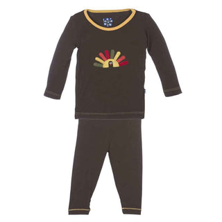 Thanksgiving Bamboo Long Sleeve Applique Pajama Set, Bark Turkey Baby & Toddler Sleepwear