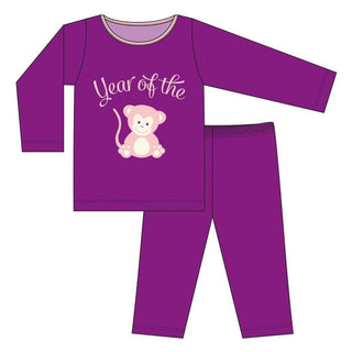 KicKee Pants Holiday Long Sleeve AppliquePajama Set Girls, Orchid Year of the Monkey | Stylish Sleepies offer designs that make bedtime beautiful.