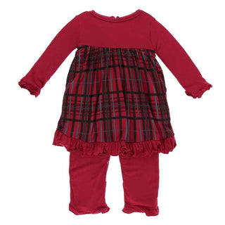 KicKee Pants Holiday Long Sleeve Dress Romper - Christmas Plaid