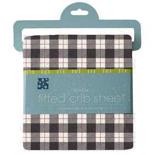 Infant Print Bamboo Fitted Crib Sheet, Midnight Holiday Plaid - One Size Bed Sheets