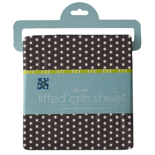 Infant Print Bamboo Fitted Crib Sheet, Midnight Tiny Snowflakes - One Size Bed Sheets